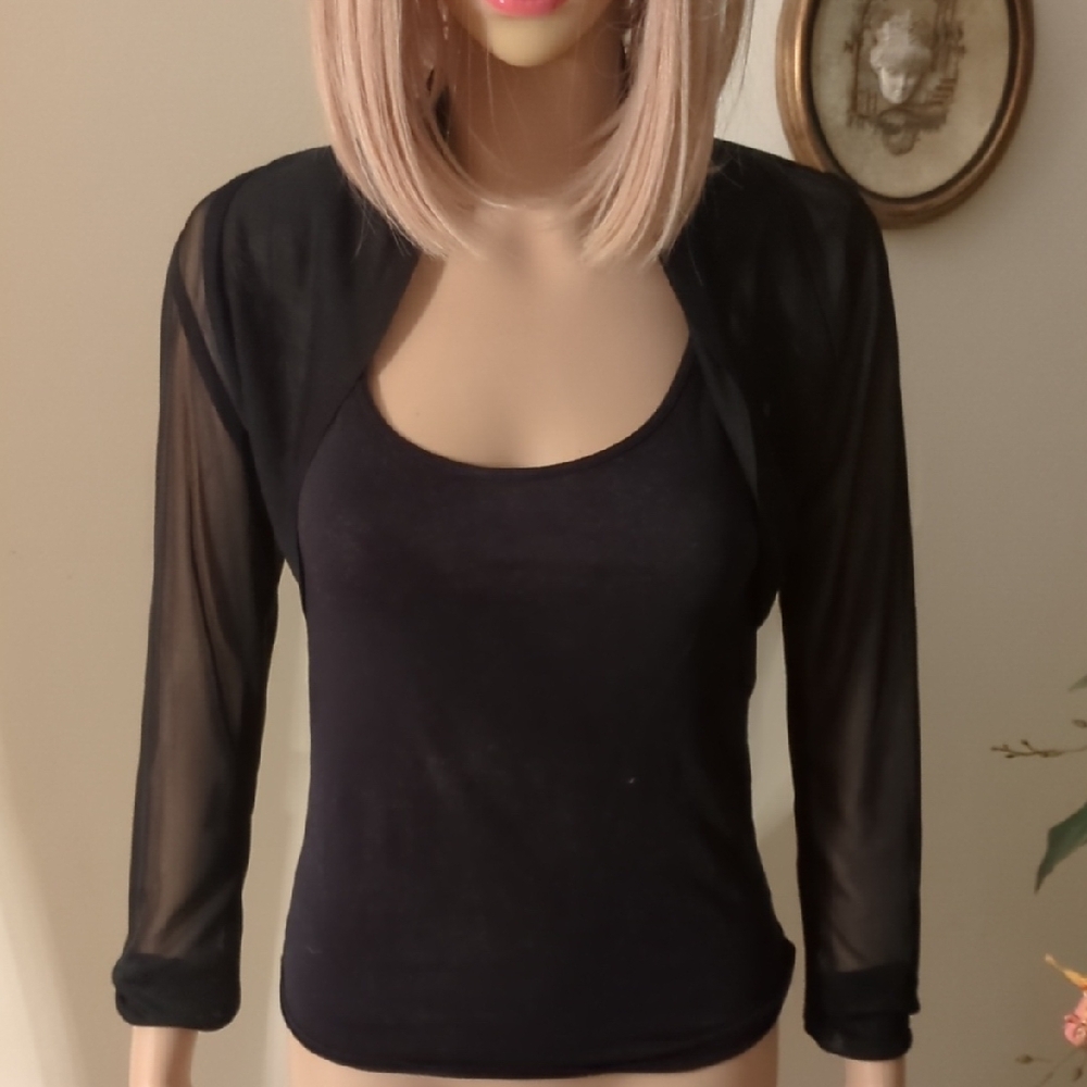 Elegant Black Sheer Sleeve Top